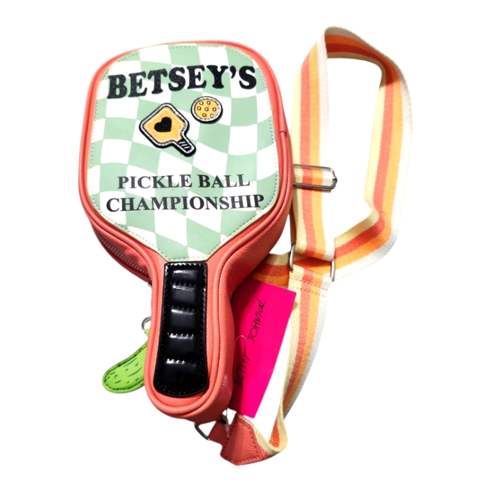 NWT BETSEY JOHNSON XOPICKLE CROSSBODY BAG PICKLE BALL CHAMPIONSHIP